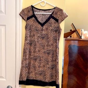 Gilligan&O’malley Sz S sleep dress animal print/details silky black comfy NWOT